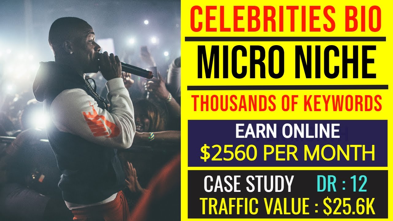 Earn $2560/Month from Display Ads | Celebrity Bio Micro Niche: THOUSANDS OF LOW COMPETITION KEYWORDS